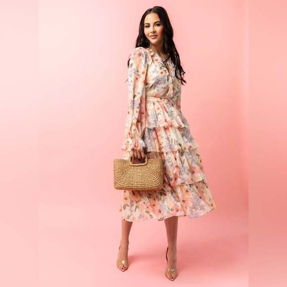 ♡ 𝖱𝖺𝖼𝗁𝖾𝗅 𝖯𝖺𝗋𝖼𝖾𝗅𝗅 ♡ 𝖥𝗅𝗈𝗋𝖺𝗅 𝖳𝗂𝖾𝗋𝖾𝖽 𝖬𝗂𝖽𝗂 𝖣𝗋𝖾𝗌𝗌 - Picture 6 of 7